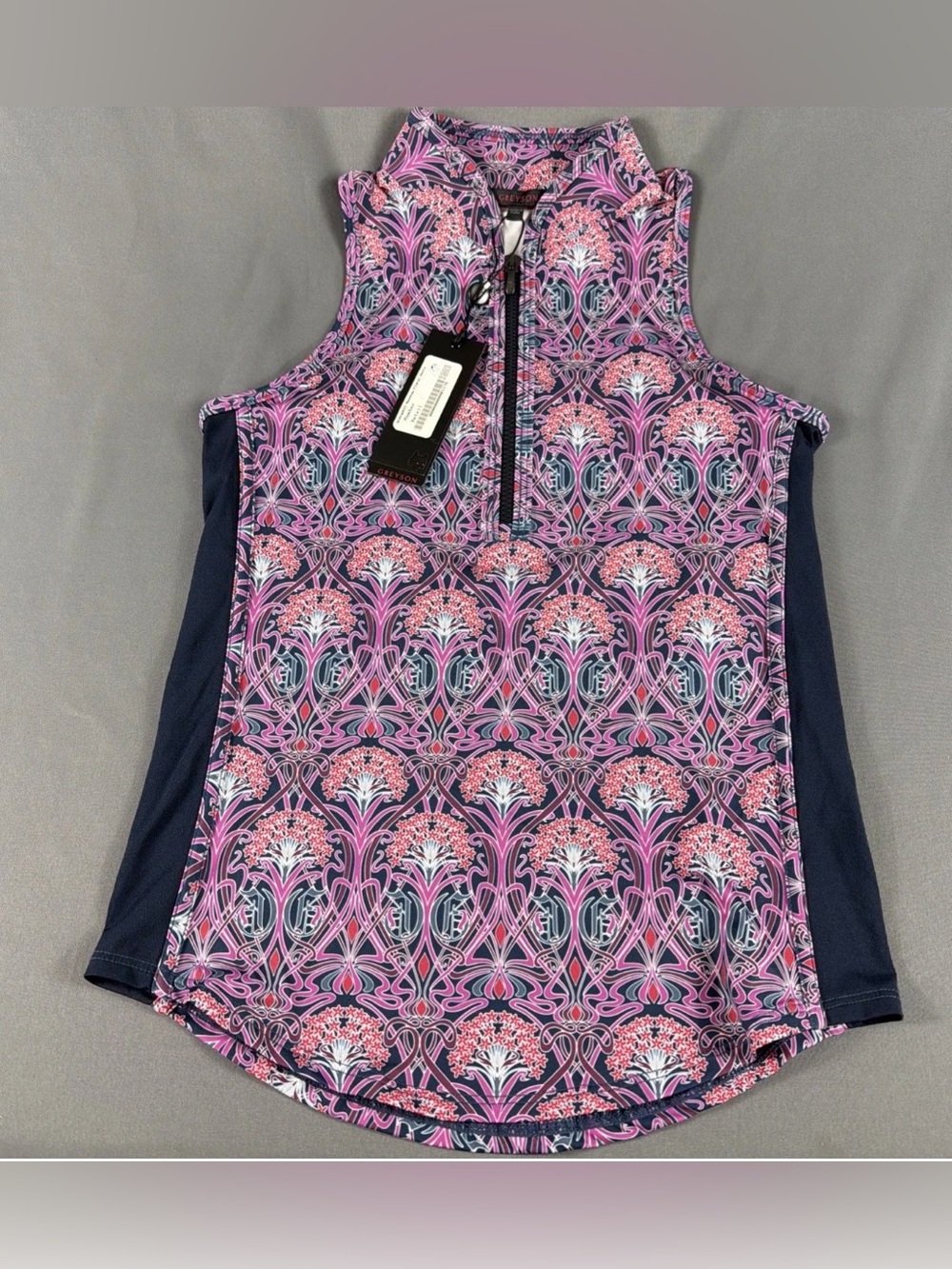 Greyson Golf Shirt Printed SLVLS Vesta Mock XS Bougainvillea MSRP $110